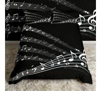 Juego de Conde Personal para niños y Adultos,de música clásica, Funda de edredón Blanco y Negro, 3 Piezas