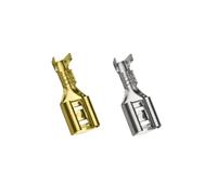 Juego de conectores de cable eléctrico for altavoz de coche, Terminal de engarzado hembra y macho de resorte de 2,8mm, 4,8mm, 6,3mm, latón dorado/plateado(4.8mm Female,50 Pcs Silvery)