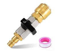 Juego de conectores de manguera de compresor de aire de latón de 1/4 pulgadas con válvula de bola, boquilla de acoplamiento rápido, cinta PTFE para herramientas neumáticas industriales de taller