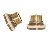 Juego de conectores de tanque de agua de latón para cubos de recogida de agua de lluvia y tanques de almacenamiento con opciones de doble rosca (3/4 pulgadas)