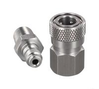 Juego de conectores macho y hembra de 8 mm de rosca NPT de acero inoxidable para mantenimiento de línea de aire y operaciones de desconexión seguras, nominal de 250 bar