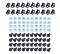 Juego de conectores perfil aluminio 2020: 20 soportes esquina, 40 tuercas ranura en T M5 serie y tapas hexagonales x 8 mm(Noir)