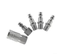 Juego de conectores rápidos neumáticos NPT de 1/4 para accesorios de manguera de aire, acoplamiento de latón de 5 piezas con conectores macho y hembra, para instalación rápida para herramientas de