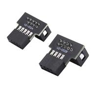 juego de conectores USB 2.0 de 10 y 9 pines, macho a hembra, en ángulo de 90 grados, para adaptador de extensión de placa base.