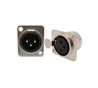 Juego de conectores XLR macho y hembra de 3 pines para montaje en panel, conector de micrófono de audio de chasis de metal para altavoz mezclador de sonido profesional (10 piezas macho)