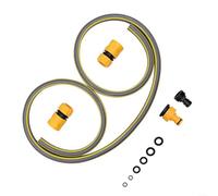 Juego de conexión de manguera de jardín de 1,5 m con conector de grifo 2 en 1, malla en espiral de PVC de 4 capas para diámetro exterior de 16 mm, kit de ajuste rápido para riego, lavado de coches