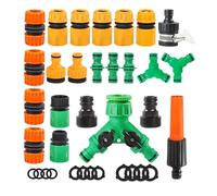 Juego de conexión rápida para manguera de jardín, 36 juntas para manguera de jardín con acoplamiento rápido - Para riego con parada de agua y boquillas para plantas, suelos, limpieza y baño de