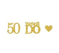 Juego de confeti dorado con purpurina, 50 aniversario, decoración de boda, We Still Do