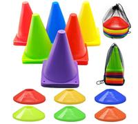 Juego de conos de fútbol, 84 conos deportivos de 7 y 9 pulgadas + conos de disco, conos para deportes con bolsa de transporte, conos de entrenamiento, conos de fútbol para entrenamiento, conos de