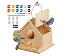 Juego de construcción caseta para pájaros de madera | de madera para colorear - para niñas niños familia verano escuela camping vacaciones | Para primavera, verano, casa, escuela, aula, campamento de