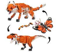 Juego de construcción de animales salvajes 3 en 1, compatible con accesorios Lego 630, T-Rex, zorro rojo y mariposa monarca, construye 3 animales en 1, regalo para cumpleaños, 623 piezas
