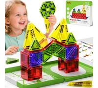 Juego de construcción de azulejos magnéticos, juguetes de viaje para niños, portátil, mini azulejos magnéticos, juego de construcción magnético, juguete Montessori (26pcs losetas magnéticas)