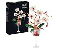 Juego de construcción de bloques de construcción de orquídeas de copa de vino, 512 piezas, taza de vino tinto, flor artificial, planta de juguete, modelo de colección botánica, gran regalo para