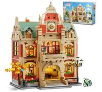 Juego de construcción de casa de club universitario con luz, 1629 piezas, modelo de arquitectura de campus urbano con pintura, drama, hornear, club de música, decoración del hogar, bloque de