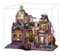 Juego de construcción de casa de muñecas 3D con iluminación LED, DIY Tiny House Rompecabezas como sujetalibros, juego creativo para decoración de estantes y regalo (con funda protectora contra el