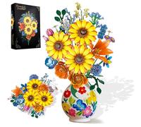 Juego de construcción de flores Van Gogh - Bloques de construcción de girasoles para adultos, 919 unidades, colección botánica para mujeres/niñas niños, decoración del hogar y habitación, regalos de