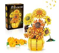 Juego de construcción de flores y girasoles para adultos, colección botánica de Van Gogh para mujeres y niñas mayores de 14 años, kits de ramo de macetas artificiales, decoración del hogar, Navidad