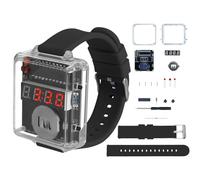 Juego de construcción de reloj electrónico de 4 dígitos, pantalla LED, kit de soldadura para principiantes, carcasa transparente controlada por microcontrolador, ideal para principiantes y proyectos