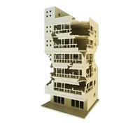 Juego de construcción en miniatura destruida con textura de modelo de casa destruida para modelos arquitectónicos y escena de destrucción de escala de terreno de juego de guerra