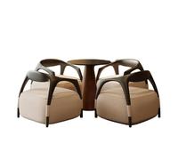 Juego de conversación de 5 piezas, asiento tapizado de tela contemporánea con marco de madera curvado y mesa auxiliar
