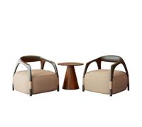 Juego de conversación de 5 piezas, asiento tapizado de tela contemporánea con marco de madera curvado y mesa auxiliar