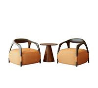 Juego de conversación de 5 piezas, asiento tapizado de tela contemporánea con marco de madera curvado y mesa auxiliar