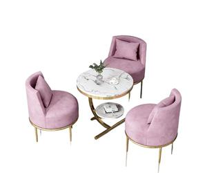 Juego de conversación para sala de estar, sofá moderno de terciopelo y piel sintética con acabado de mármol, muebles elegantes y elegantes para el hogar