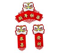 Juego de coplas chinas con Chunlian, 3 piezas/juego de pegatinas con logotipo de decoración de Año Nuevo chino, pegatina for ventana, decoración del hogar roja, coplas chinas, accesorios for el hogar,