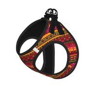 Juego de correa de arnés con estampado bohemio de arte popular mexicano para gato y perro, chaleco reflectante ajustable a prueba de fugas con malla suave transpirable, para mascotas pequeñas y