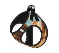 Juego de correa de arnés con estampado de camello y arena del desierto para gato y perro, chaleco reflectante ajustable a prueba de fugas con malla suave transpirable, para mascotas pequeñas y