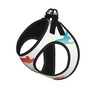 Juego de correa de arnés con estampado de conejo arcoíris para gato y perro, chaleco reflectante ajustable a prueba de fugas con malla suave transpirable, para mascotas pequeñas y cachorros gatitos