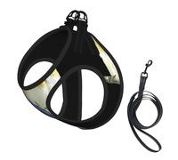 Juego de correa de arnés con estampado de dos pájaros para gatos y perros, reflectante ajustable, chaleco de malla suave transpirable con correa a prueba de escapes, para mascotas pequeñas y cachorros