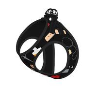 Juego de correa de arnés con estampado de medicina de dibujos animados para gatos y perros, chaleco reflectante ajustable a prueba de fugas con malla suave y transpirable, para mascotas pequeñas y