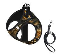 Juego de correa de arnés con estampado de piel de serpiente para gato y perro, chaleco reflectante ajustable a prueba de fugas con malla suave transpirable, para mascotas pequeñas y cachorros gatitos