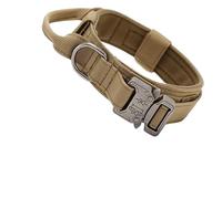 Juego de correa duradera para collar de perro, ajustable, accesorios de entrenamiento de pastor alemán para mascotas, tamaño mediano y grande (caqui, M)