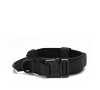 Juego de correa táctica duradera para perro, ajustable, collar militar para mascotas, tamaño mediano y grande, accesorios de entrenamiento de pastor alemán, M, negro
