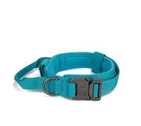 Juego de correa táctica duradera para perro, ajustable, collar militar para mascotas, tamaño mediano y grande, accesorios de entrenamiento de pastor alemán, L, azul