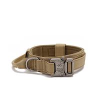Juego de correa táctica duradera para perro, ajustable, collar militar para mascotas, tamaño mediano y grande, accesorios de entrenamiento de pastor alemán, M, caqui