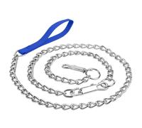 Juego de correa y collar de cadena de metal resistente para perro, correa de entrenamiento 2 en 1 para un control seguro (azul, 5 x 120 cm)