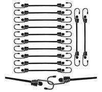 Juego de Correas elásticas de 12 Piezas, Tensores Elasticos con Ganchos Cuerdas Elásticas Negro Correas de Equipaje en Correas elásticas para asegurar la Carga Pulpo Elastico