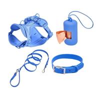 Juego de correas para perros, juego de arnés ajustable, collar de perro, juego de correa "Step in No Pull" arnés para mascotas para perros y cachorros con soporte para bolsas de caca