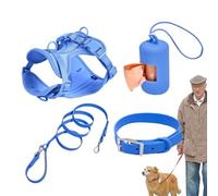 Juego de correas para perros, juego de arnés ajustable | Juego de arnés para mascotas Step in No Pull para perros y cachorros con soporte para bolsas de caca