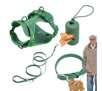 Juego de correas para perros, sin remolque de remolque, collar de arnés y juego de línea para mascotas pequeñas, arnés ajustable para perros sin tracción con soporte para bolsillo para perros de