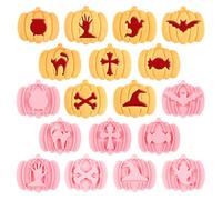 Juego de corta galletas halloween de plástico 3D prensable con cabeza de calabaza con Apertura para Mermelada para Halloween, cortadores de fondant estampados en relieve decoracion halloween
