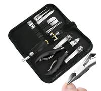 Juego de cortador de uñas, set de fingerail clipper, Kit de recorte de uñas de acero inoxidable 10x, Herramientas de profesional con estuche, cuidado personal para viajes al aire libre