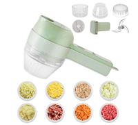 Juego de cortador de vegetales eléctrico portátil 4 en 1, juego de cortador de apio de cebolla de chile, procesador de alimentos de carne de jengibre de apio, picador de vegetales Gatling Mini picador