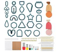 Juego de cortadores de arcilla polimérica para pendientes, accesorios de joyería, juego de 142 piezas con accesorios de aretes, perforadora y bolsas de almacenamiento, compatible con arcilla
