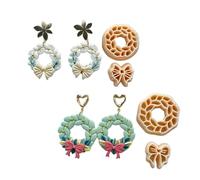 Juego de cortadores de auriculares de horno reciclables con 4 motivos florales Herramientas de manualidades para artesanías de joyería Pendientes pequeños Macromoléculas de arcilla