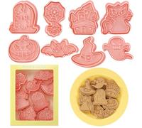Juego De Cortadores De Galleta Halloween 8/10 Piezas Con Cabeza De Calabaza Prensable 3D