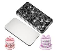 Juego de cortadores de galletas con caja,Juego de cortadores de galletas de metal - Cortador de galletas geométrico,Paquete de variedades, moldes para flores, sándwich, estrella pequeña de corazón